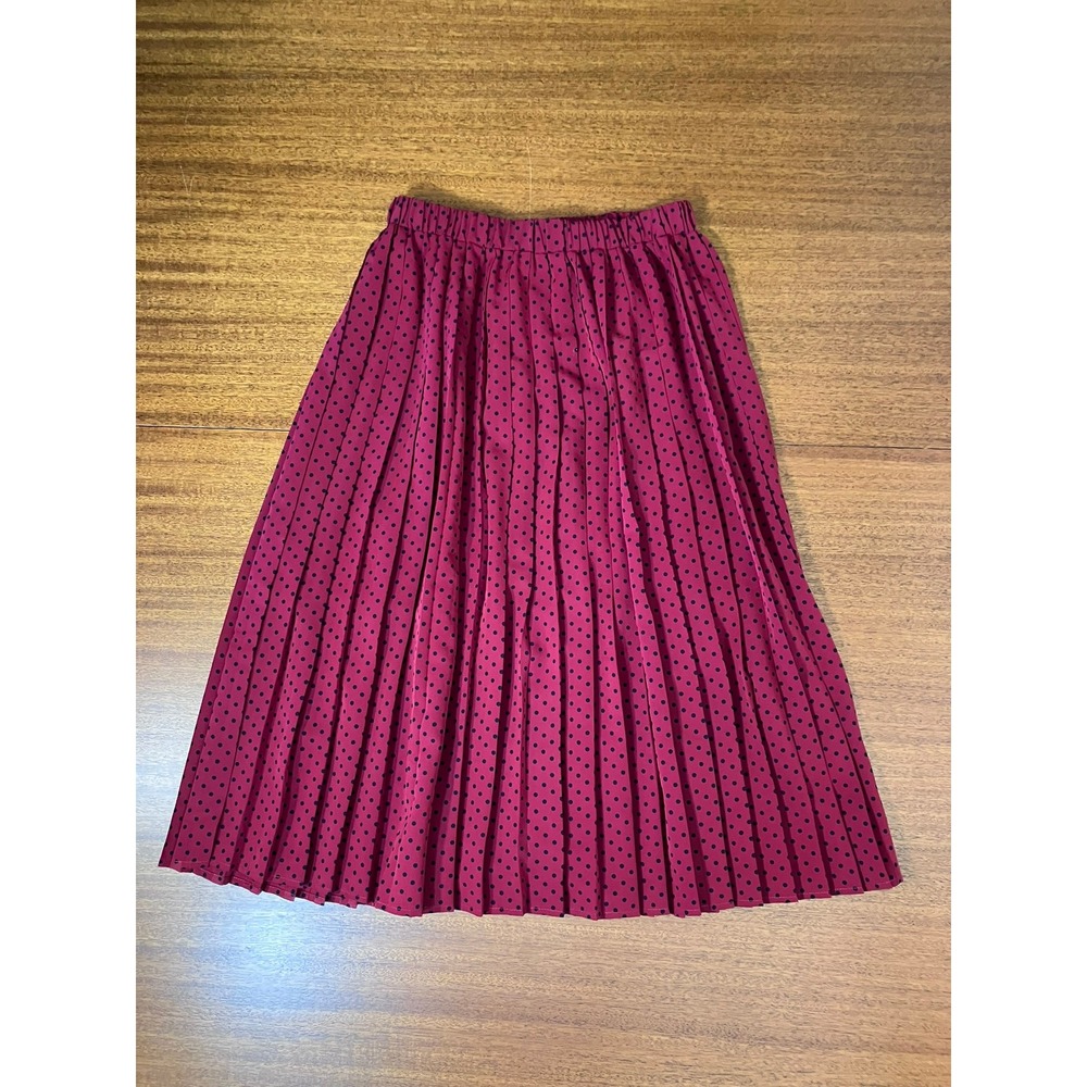 Hi There Karen Walker Women 4 Red Black Polka Dot Pleated Midi Skirt Y2K Vintage